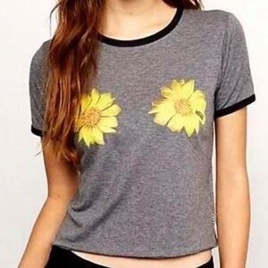 Vans Gray Floral Graphic Women's Top